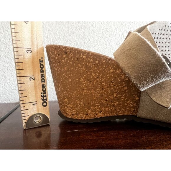 Marina Luna Comfort Wedge Sandals Platform Womens Sz 8/Eu38 Beige Suede Leather - Picture 8 of 11
